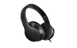 LORELEI X6 Over-Ear Headphones with Microphone, Lightweight Foldable & Portable Stereo Bass Headphones with 1.45M No-Tangle, Wired Headphones for Smartphone Tablet MP3 / 4 (Space Black)