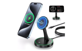 Magnetic Wireless Charger Stand 15W Fast Mag-Safe Charger for iPhone 15/15 Pro/15 Plus/15 Pro Max/14/13/12 Series Magnet Wireless Charging Station/Pad with Sleep-Friendly Light for AirPods 3/Pro/Pro 2